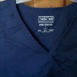 2 Large navy blue core stretch scrub top